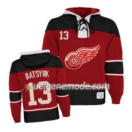 Herren Eishockey Detroit Red Wings Pavel Datsyuk 13 Rot Sawyer Hooded Sweatshirt
